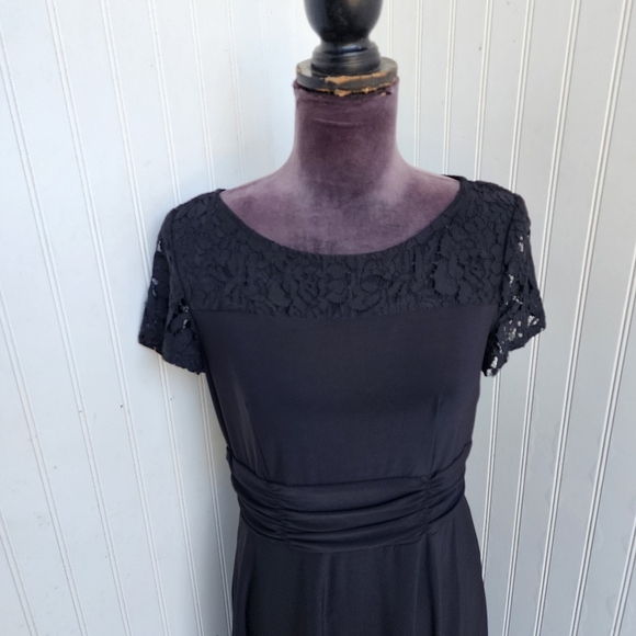 Perceptions New York Dress Lace Black Lace Short Sleeves Womens Stretch Sz M - Picture 2 of 14